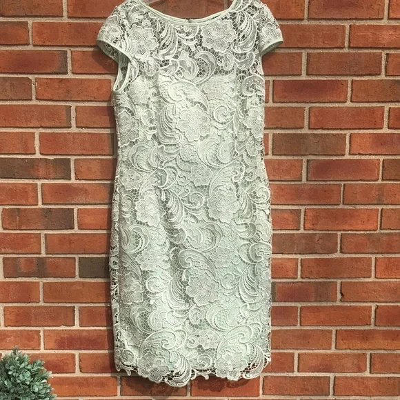 white christmas dresses Cap Sleeve Lace Midi Dress In Ivory Nude-Ivory/Nude / Regular / 0 main image 1